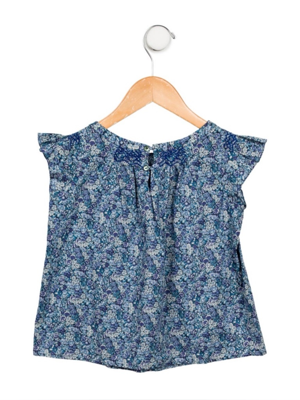 BONPOINT Girls Blue Floral Cotton Blouse Top - Size 6 Years - Picture 2 of 3